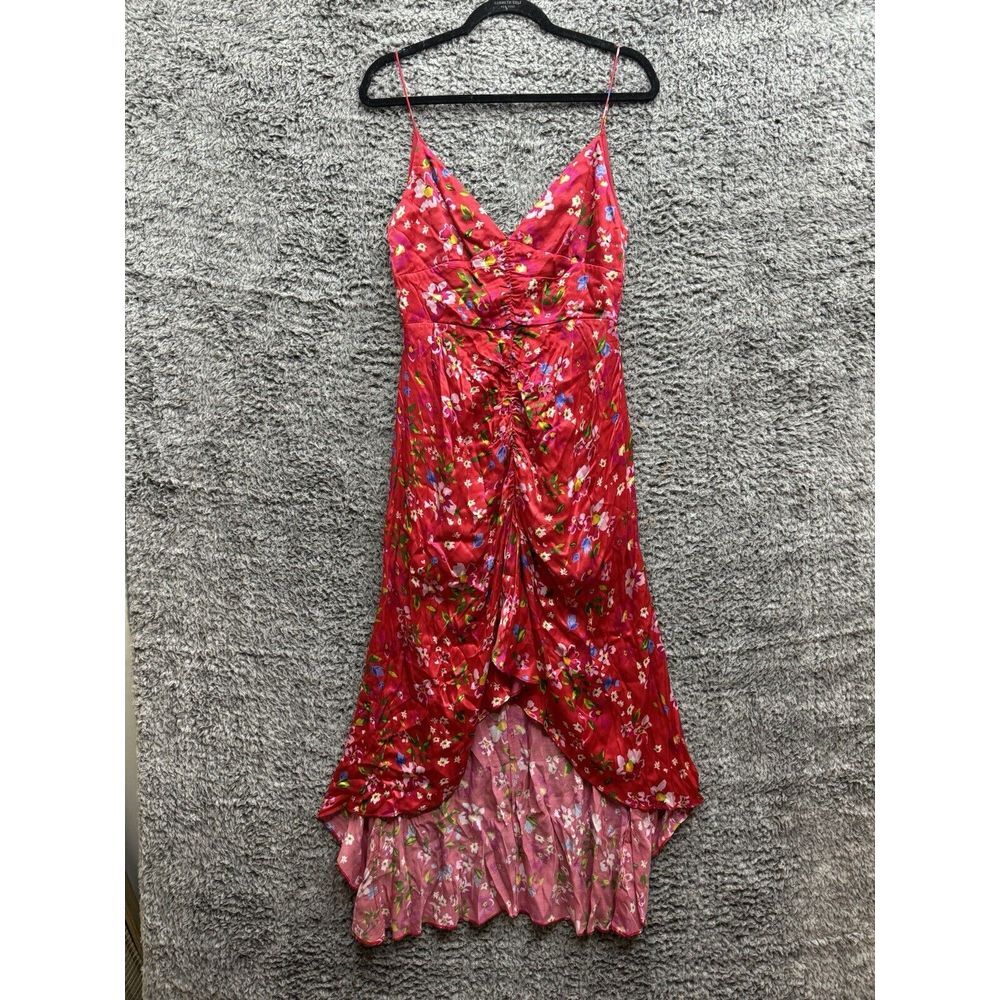 Sau Lee‎ Satin Sofia Red Floral Dress Size 4